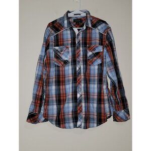 Helix Red‎ Large Plaid Casual Button Down Long Sleeves